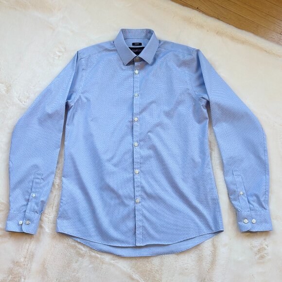 Kenneth Cole Awearness Blue Non-Iron Slim Fit Long Sleeve Button-Up Dress Shirt - Picture 5 of 15